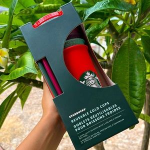 Starbucks Reusable Holiday Cold Cups Set Glitter